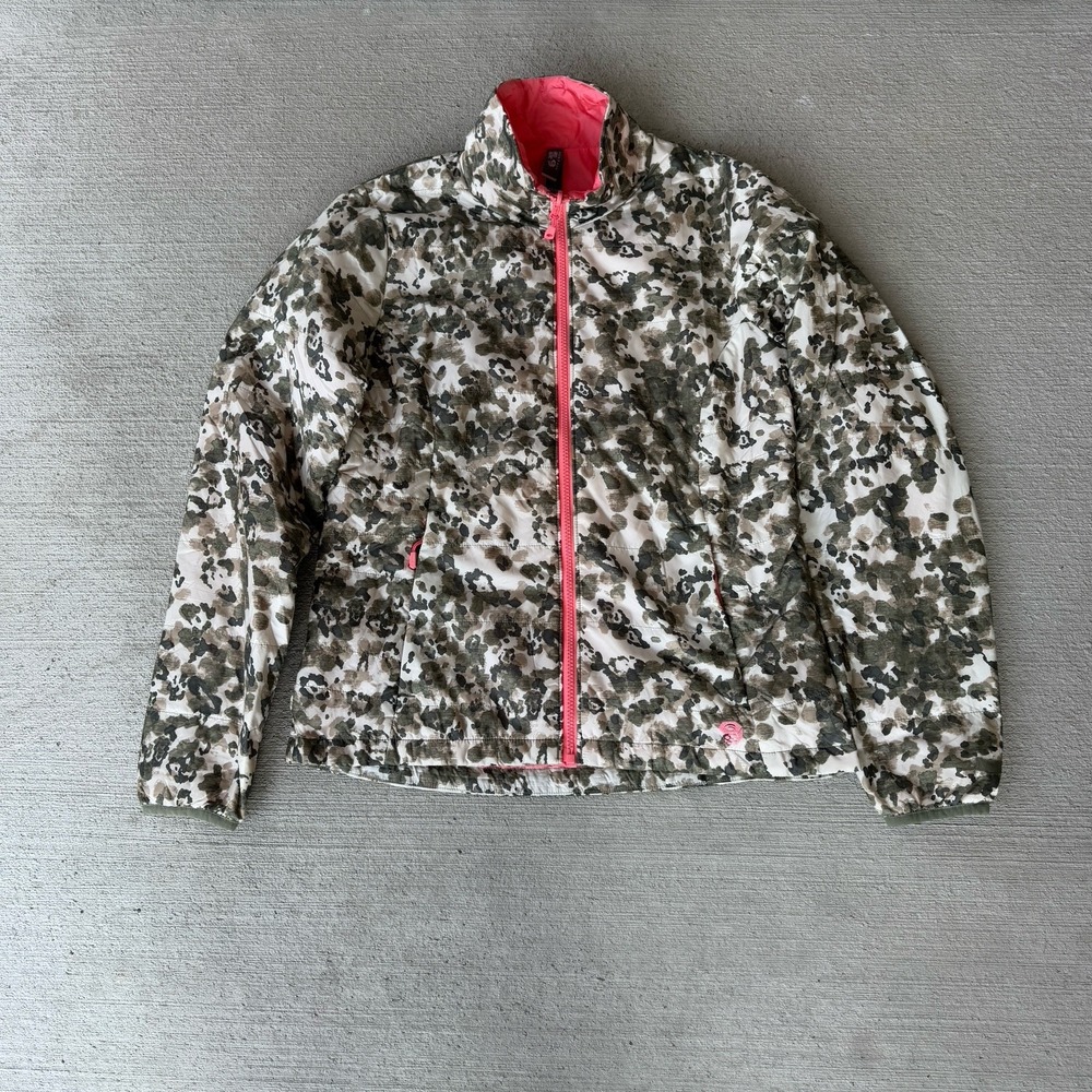 Mountain Hardwear Women's Jacket M Medium Camouflage Print Pink Trim Packable